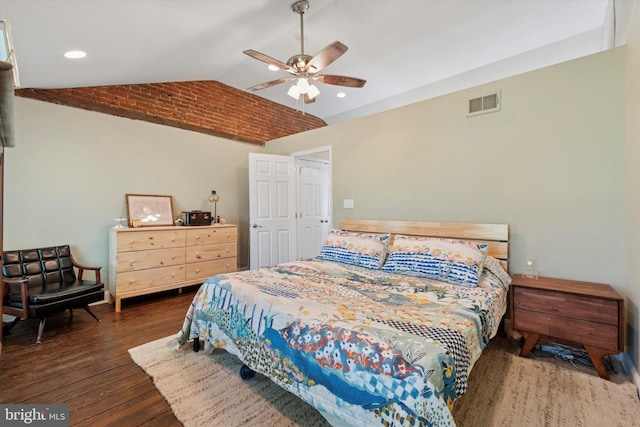 1810 Francis St, Philadelphia, PA 19130 - bedroom featuring wood finished floors, lofted ceiling, a ceiling fan, and recessed lighting