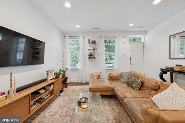 1810 Francis St, Philadelphia, PA 19130 - living area with recessed lighting, healthy amount of natural light, and wood finished floors