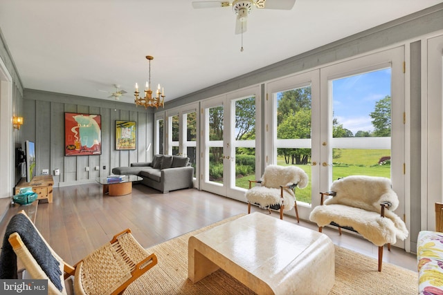 22693 St Louis Rd, Middleburg, VA 20117 - sunroom featuring french doors and a chandelier