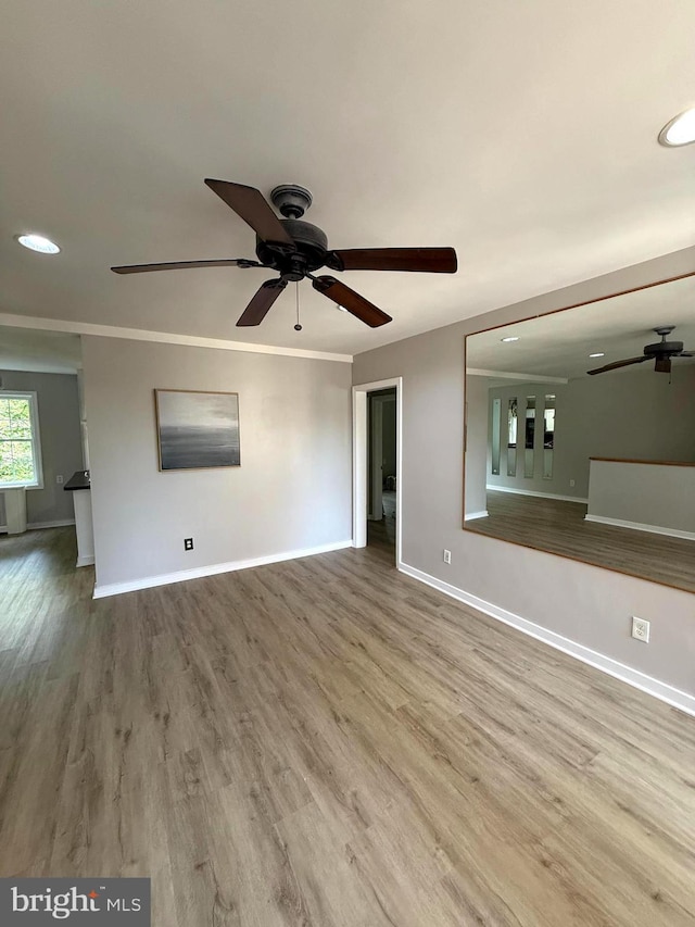 5104 Columbia Pike Unit 6, Arlington, VA 22204 - unfurnished living room featuring ceiling fan, recessed lighting, and wood finished floors