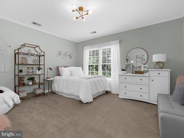 116 Colony Xing, Edgewater, MD 21037 - carpeted bedroom featuring ornamental molding and a chandelier