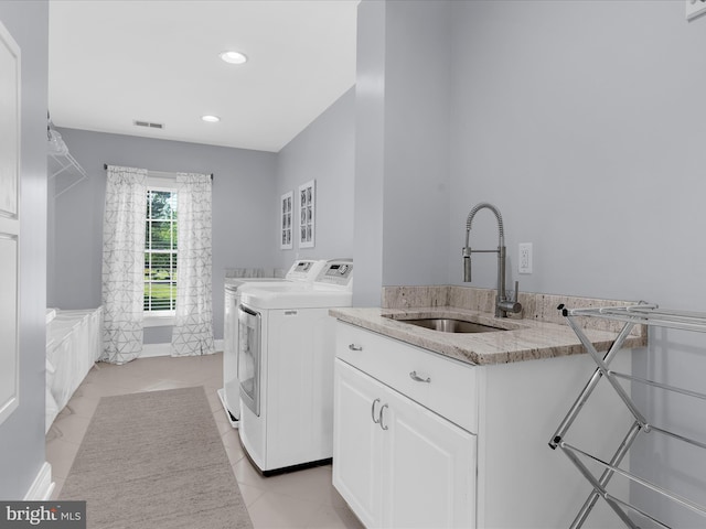 116 Colony Xing, Edgewater, MD 21037 - laundry area featuring washing machine and clothes dryer, cabinet space, and recessed lighting