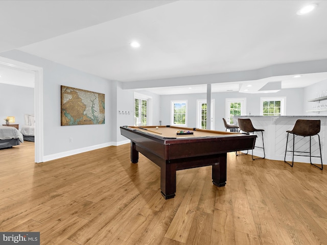 116 Colony Xing, Edgewater, MD 21037 - recreation room featuring pool table, bar, healthy amount of natural light, recessed lighting, and light wood-style flooring