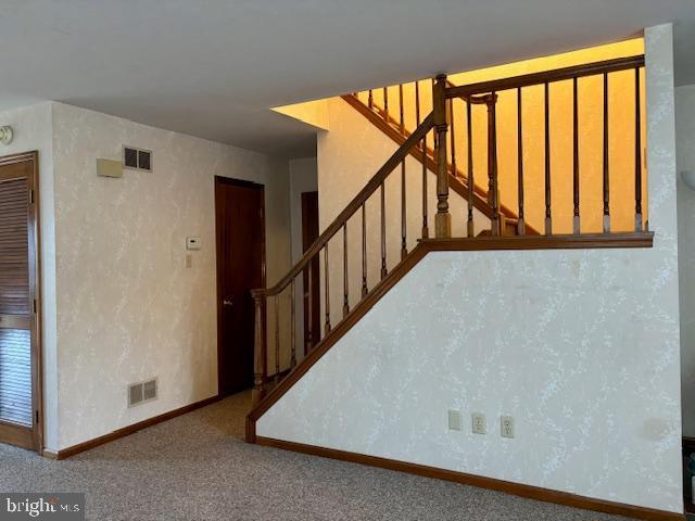 132 Popodickon Dr, Boyertown, PA 19512 - stairs featuring carpet floors and baseboards