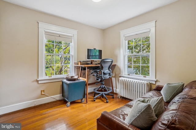 402 W Masonic View Ave, Alexandria, VA 22301 - office area with radiator, healthy amount of natural light, baseboards, and wood-type flooring