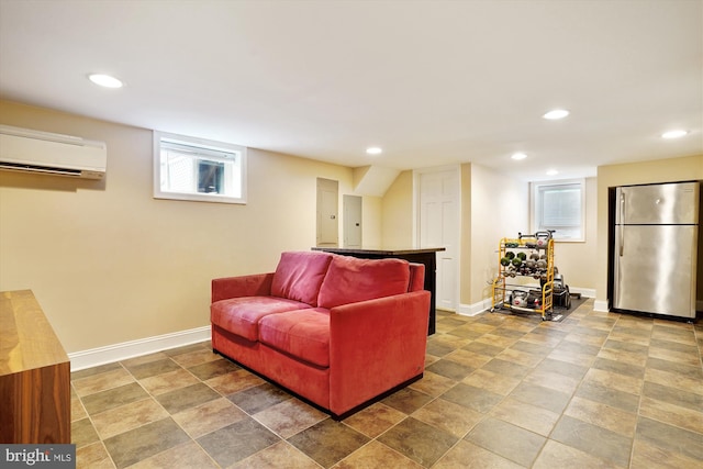 402 W Masonic View Ave, Alexandria, VA 22301 - living area with baseboards, recessed lighting, and a wall unit AC