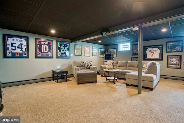 1606 Jeffers Rd, Baltimore, MD 21204 - cinema with carpet, a drop ceiling, a baseboard heating unit, baseboard heating, and recessed lighting
