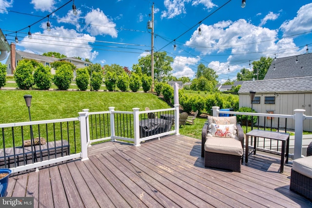 1606 Jeffers Rd, Baltimore, MD 21204 - wooden deck featuring a yard