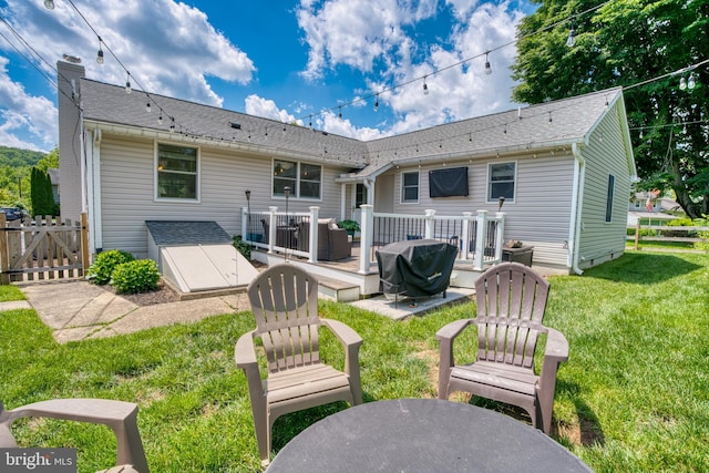 1606 Jeffers Rd, Baltimore, MD 21204 - rear view of property featuring a deck and a chimney