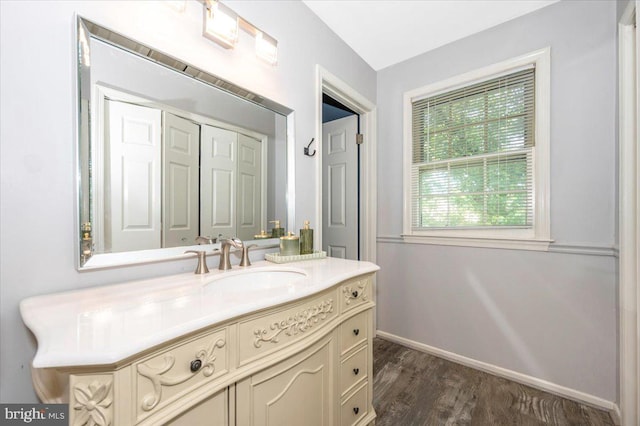 4117 Charley Forest St, Olney, MD 20832 - bathroom with vanity, baseboards, and wood finished floors