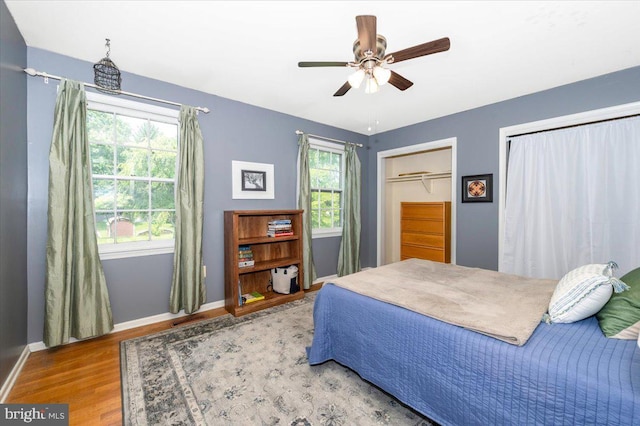 4117 Charley Forest St, Olney, MD 20832 - bedroom featuring wood finished floors, baseboards, and ceiling fan