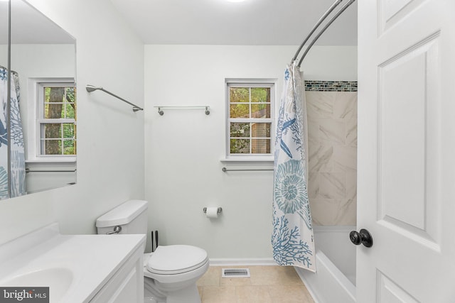 74 Bramblewood Dr, Ocean Pines, MD 21811 - bathroom with vanity, toilet, healthy amount of natural light, and shower / bath combination with curtain