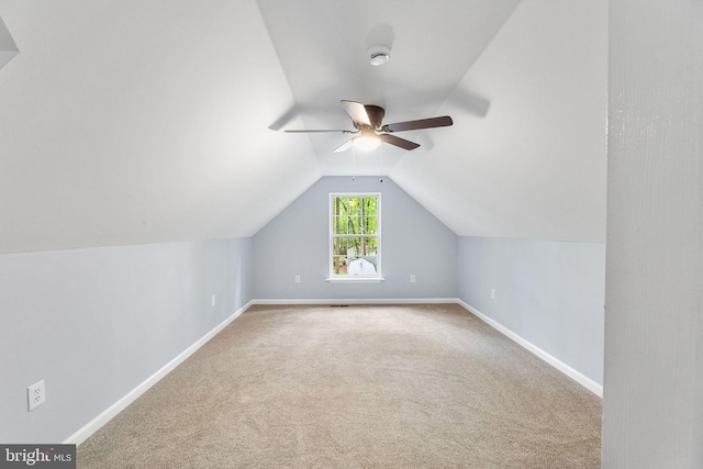 74 Bramblewood Dr, Ocean Pines, MD 21811 - bonus room featuring a ceiling fan, carpet flooring, lofted ceiling, and baseboards