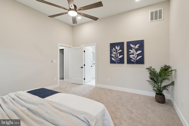 925 Merrick Ave, Haddon Twp, NJ 8108 - bedroom with light colored carpet, baseboards, recessed lighting, ensuite bathroom, and a ceiling fan