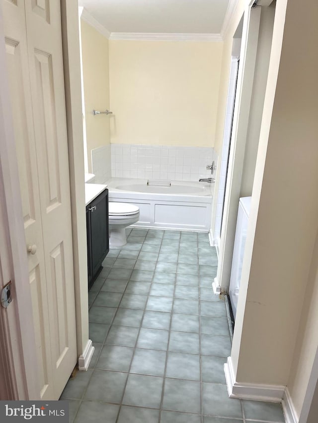 2720 Bellforest Ct Unit 201, Vienna, VA 22180 - bathroom with crown molding, a bath, vanity, and toilet