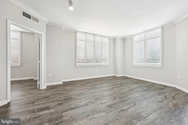 4480 Market Commons Dr Unit 416, Fairfax, VA 22033 - empty room with ornamental molding, dark wood-style flooring, and baseboards
