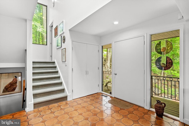 1163 Stuart Rd, Princeton, NJ 08540 - entryway with plenty of natural light, recessed lighting, and stairs