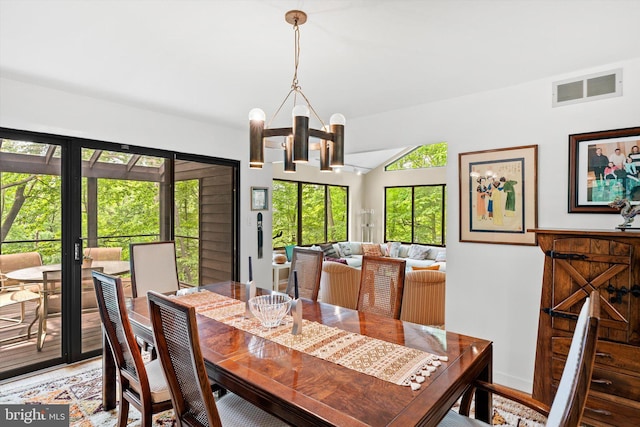 1163 Stuart Rd, Princeton, NJ 08540 - dining room with a chandelier and lofted ceiling
