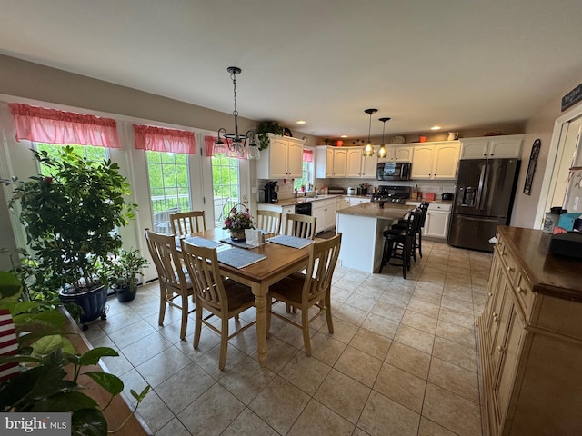 7 Red Fox Ct, Reinholds, PA 17569 - dining area featuring light tile patterned flooring, recessed lighting, and a chandelier