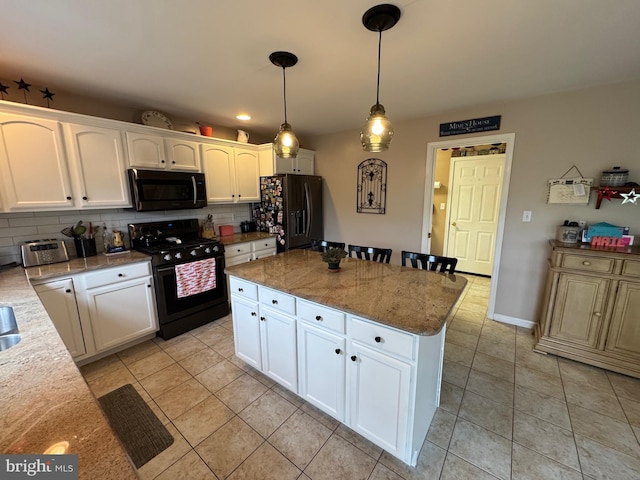 7 Red Fox Ct, Reinholds, PA 17569 - kitchen with black appliances, tasteful backsplash, light tile patterned flooring, and white cabinets