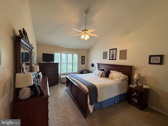 7 Red Fox Ct, Reinholds, PA 17569 - carpeted bedroom featuring a ceiling fan and high vaulted ceiling