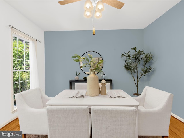 3501 Marthas Vineyard Way, Edgewater, MD 21037 - dining space featuring ceiling fan, light wood-style floors, and baseboards