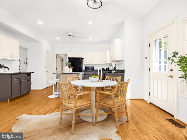 3501 Marthas Vineyard Way, Edgewater, MD 21037 - dining area featuring light wood-type flooring, a ceiling fan, baseboards, and recessed lighting