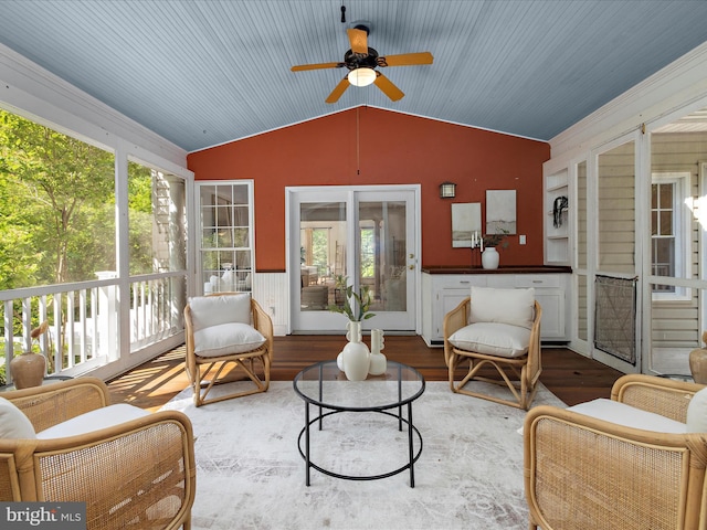 3501 Marthas Vineyard Way, Edgewater, MD 21037 - sunroom with vaulted ceiling and ceiling fan