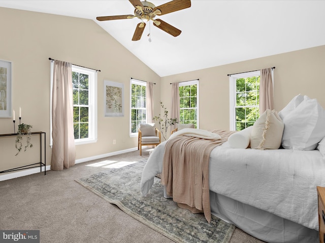 3501 Marthas Vineyard Way, Edgewater, MD 21037 - bedroom featuring vaulted ceiling, carpet, baseboards, and ceiling fan