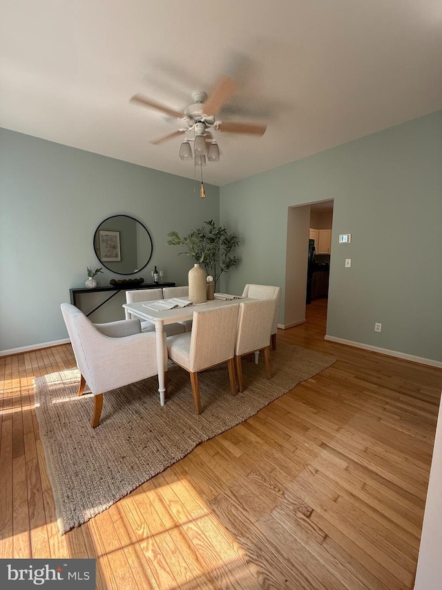 3501 Marthas Vineyard Way, Edgewater, MD 21037 - dining room featuring ceiling fan, hardwood / wood-style flooring, and baseboards