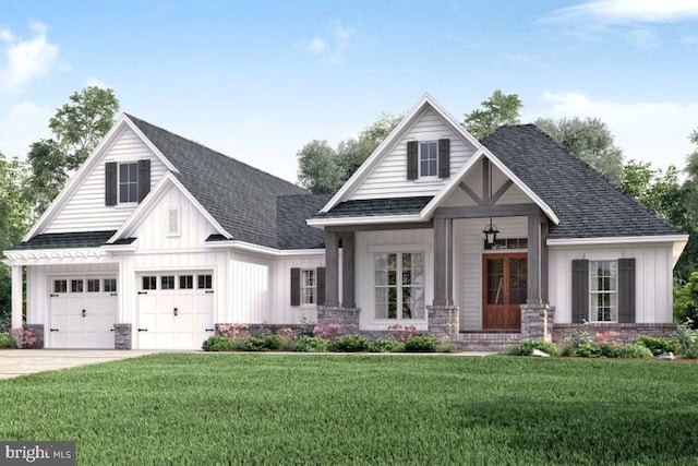 321 Greenwood Rd, Spring Grove, PA 17362 - view of front of house with board and batten siding, a front yard, driveway, and a shingled roof