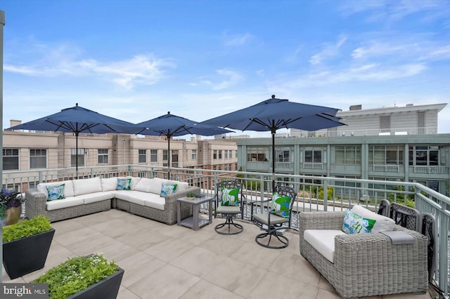2425 L St NW Unit 623, Washington, DC 20037 - view of patio featuring outdoor lounge area and a balcony