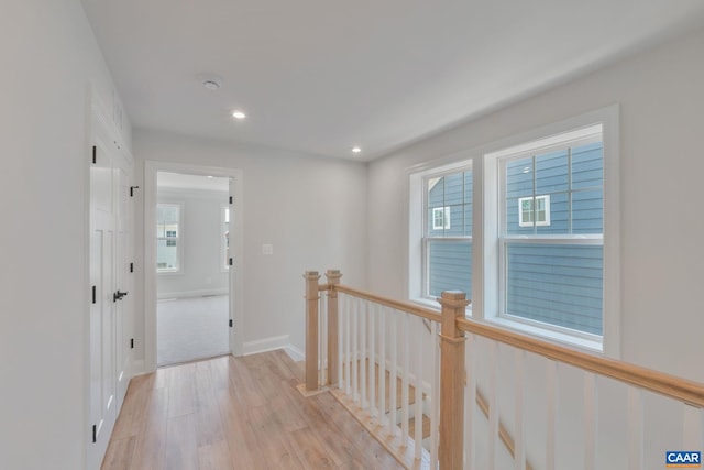 80A Park Ridge Dr, Crozet, VA 22932 - hall with an upstairs landing, light wood-type flooring, healthy amount of natural light, recessed lighting, and baseboards