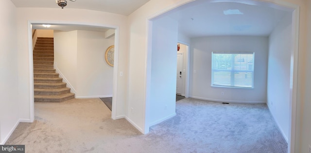 504 S Regulator Dr S, Cambridge, MD 21613 - hallway featuring carpet floors, stairs, and baseboards