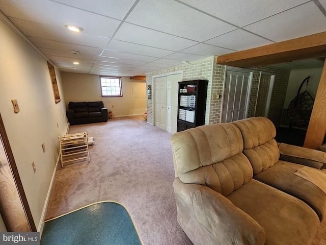 87 Summers St, Inwood, WV 25428 - carpeted living room with baseboards and a drop ceiling