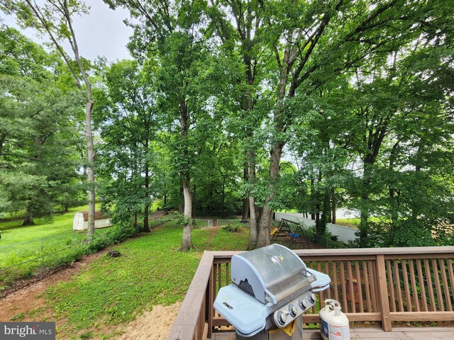 87 Summers St, Inwood, WV 25428 - wooden terrace featuring a grill