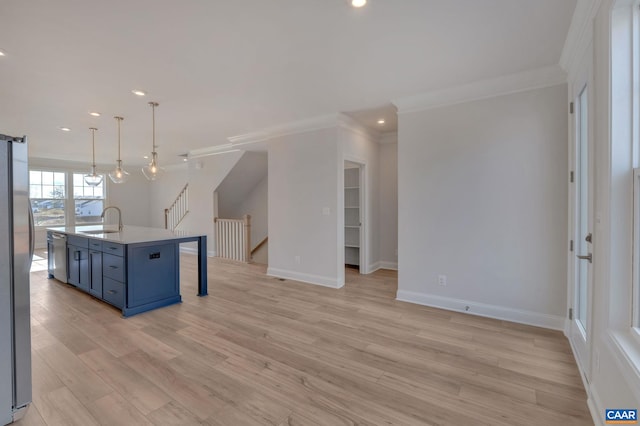 750 Park Ridge Dr, Crozet, VA 22932 - kitchen featuring a sink, crown molding, appliances with stainless steel finishes, light countertops, and recessed lighting