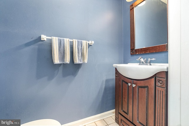 351 Point To Point Rd, Bel Air, MD 21015 - half bathroom featuring vanity, tile patterned flooring, baseboards, and toilet