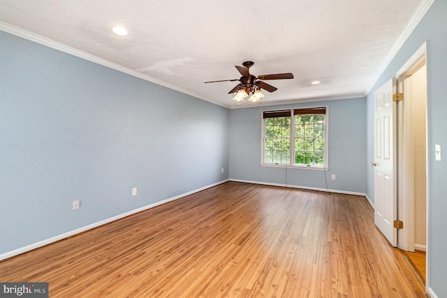 351 Point To Point Rd, Bel Air, MD 21015 - unfurnished room featuring ornamental molding, ceiling fan, light wood-style flooring, baseboards, and recessed lighting
