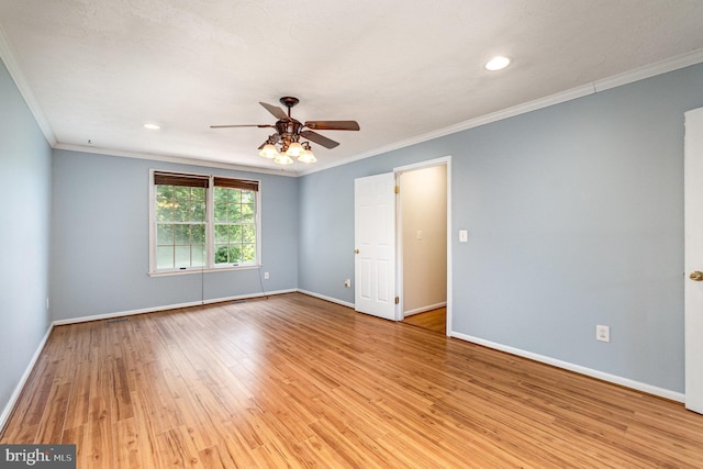 351 Point To Point Rd, Bel Air, MD 21015 - unfurnished room featuring ornamental molding, ceiling fan, baseboards, light wood finished floors, and recessed lighting