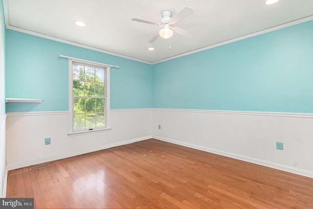 351 Point To Point Rd, Bel Air, MD 21015 - unfurnished room with wood finished floors, crown molding, ceiling fan, recessed lighting, and baseboards