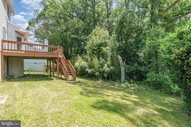 351 Point To Point Rd, Bel Air, MD 21015 - view of grassy yard with stairway and a deck