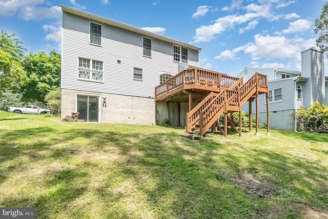 351 Point To Point Rd, Bel Air, MD 21015 - back of property featuring a deck, stairway, and a lawn