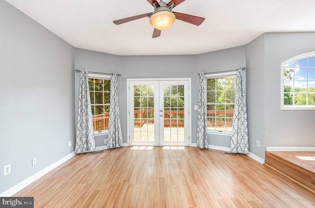 351 Point To Point Rd, Bel Air, MD 21015 - unfurnished room with french doors, wood finished floors, baseboards, and a ceiling fan