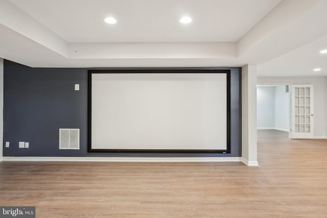 25487 Dabner Dr, Chantilly, VA 20152 - cinema room featuring light wood finished floors, baseboards, and recessed lighting