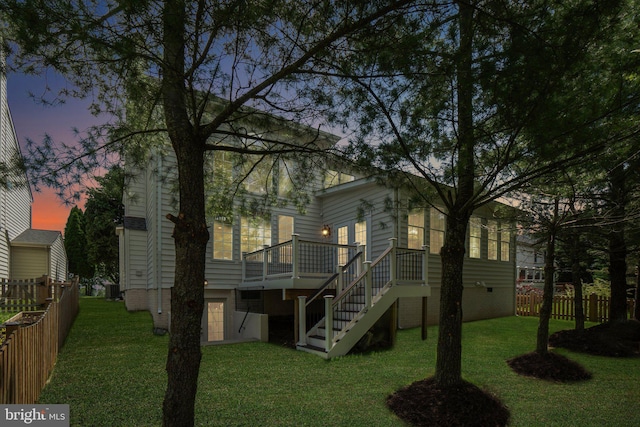 25487 Dabner Dr, Chantilly, VA 20152 - rear view of property with a wooden deck, stairway, crawl space, and central AC unit