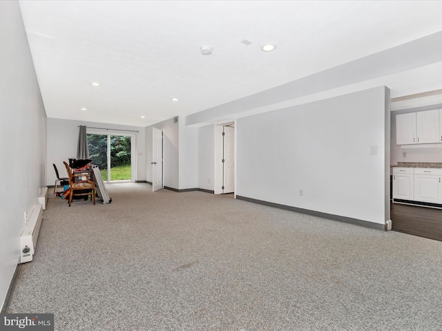 4024 Roop Rd, New Windsor, MD 21776 - sitting room featuring a baseboard radiator, carpet flooring, recessed lighting, and baseboards