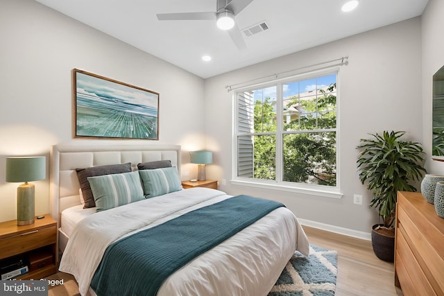 11345 Aristotle Dr Unit 6-311, Fairfax, VA 22030 - bedroom with baseboards, wood finished floors, recessed lighting, and ceiling fan
