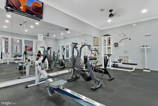 11345 Aristotle Dr Unit 6-311, Fairfax, VA 22030 - gym featuring ornamental molding and recessed lighting