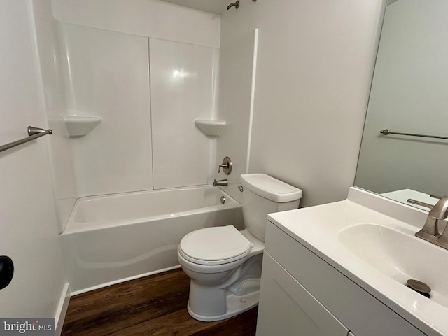 135 Crawford Quarry Rd, Falling Waters, WV 25419 - bathroom with wood finished floors, vanity, shower / bath combination, and toilet
